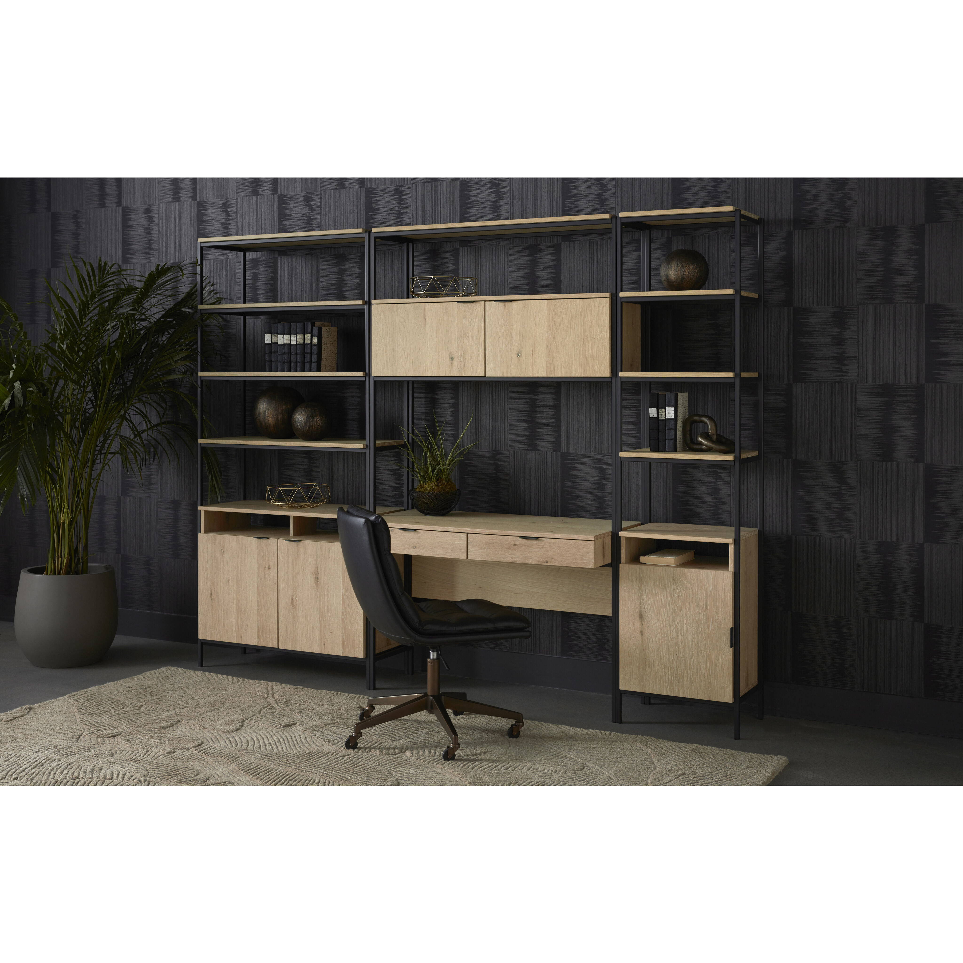 Ambrose Rustic Oak / Black Modular Bookcase, Small